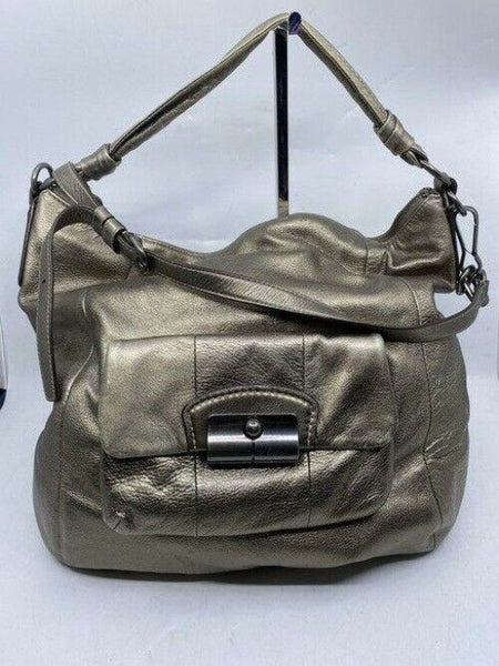 Coach xl shoulder gold leather cross body bag