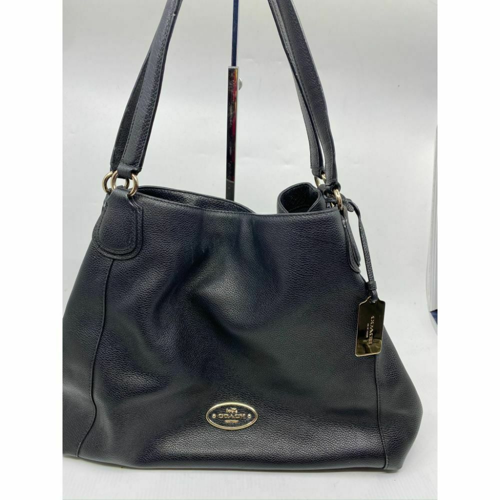 Coach Black Leather Classic Tote Bag Multiple Compartments