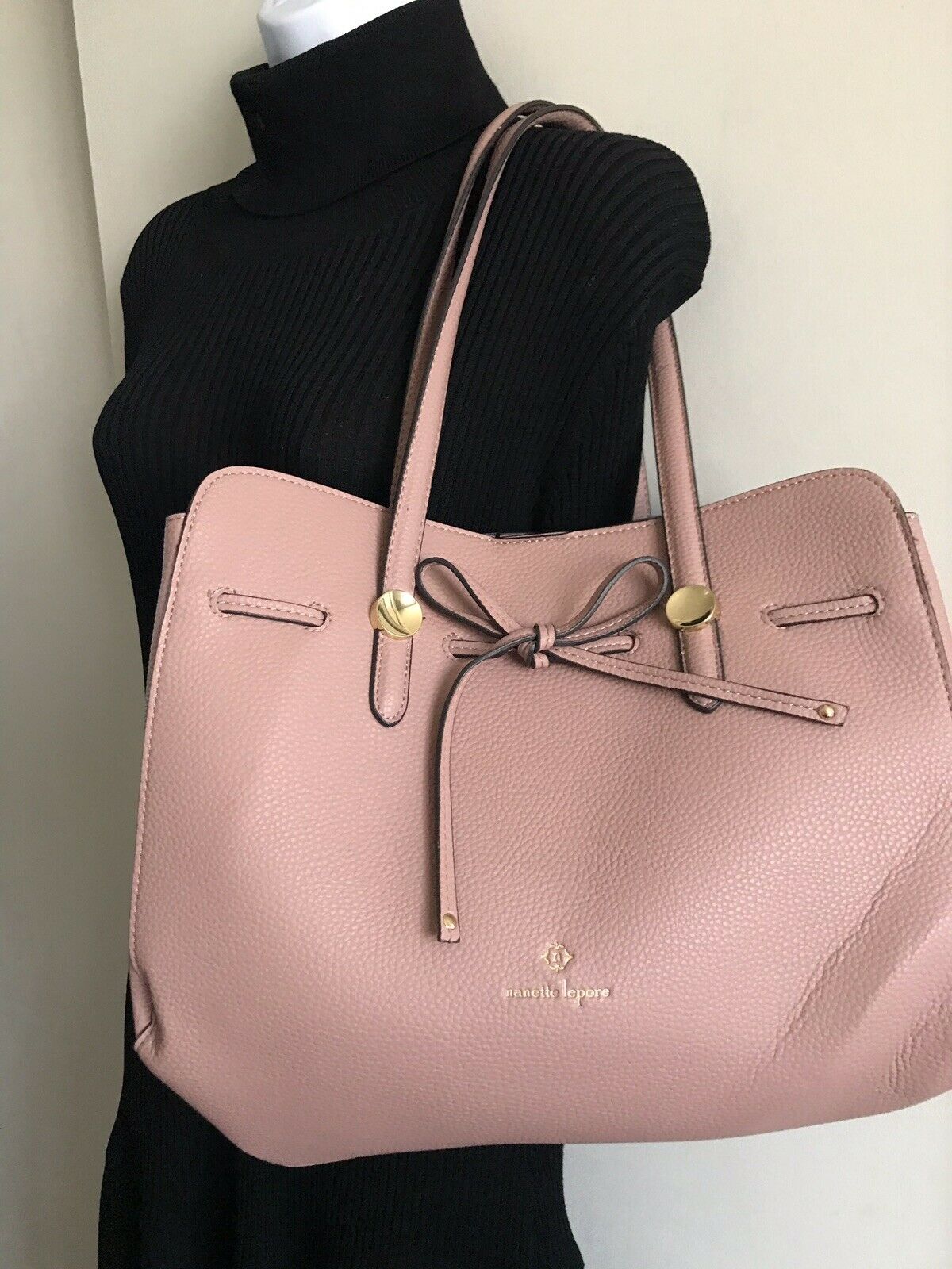 NANETTE LEPORE Large Leather Dusty Pink Handle Bag Tote
