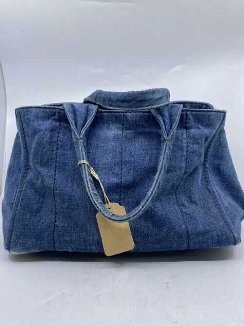 Prada Canapa Shoppers Tote Blue Denim Shoulder Bag