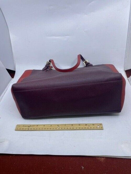 Tory Burch Emerson Buckle Laptop Burgunday Saffiano Leather Shoulder Bag