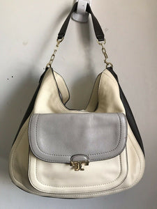 TORY BURCH Grey/ Beige Leather Hobo Bag