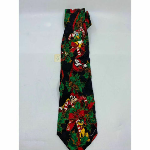 New! Mickey and Friends Disney Black Red Green Christmas Theme Neck Tie Msrp 59
