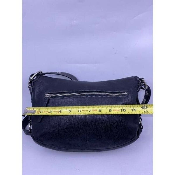coach medium w adjustable strap black leather cross body bag