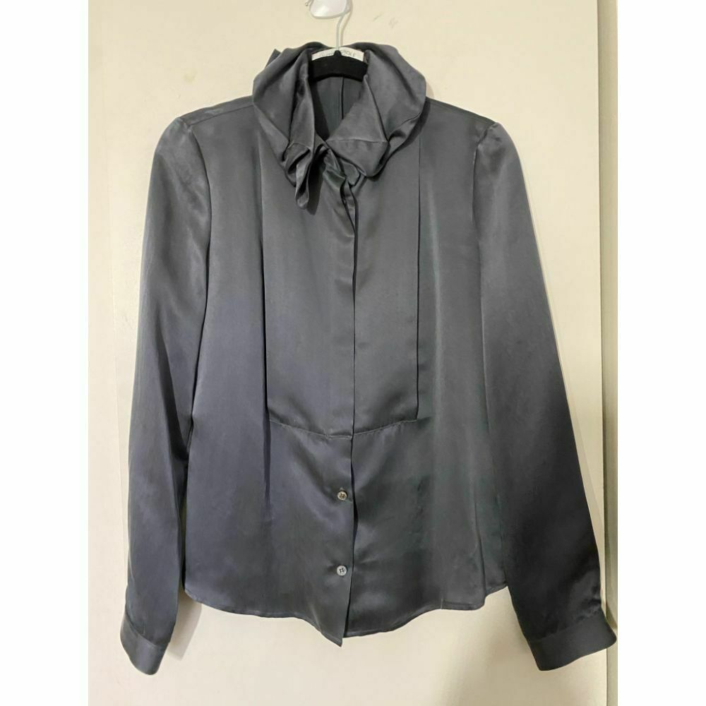 Viktor & Rolf Silk Long Sleeves Top Gray Size 42