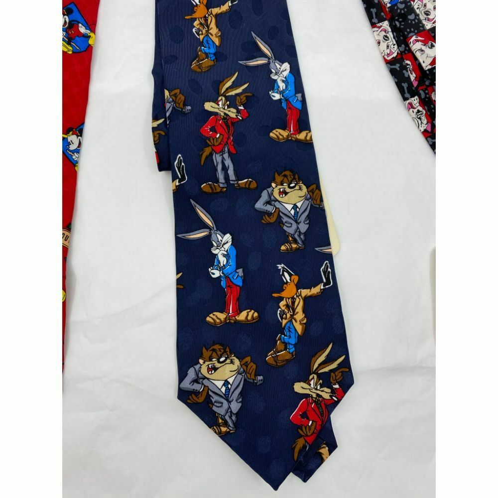 New Lot of 3 Neck tie Disney, Looney Tunes Blue Red White Total Msrp 75
