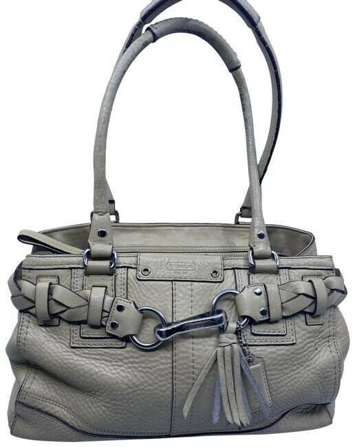 coach medium beige leather shoulder bag