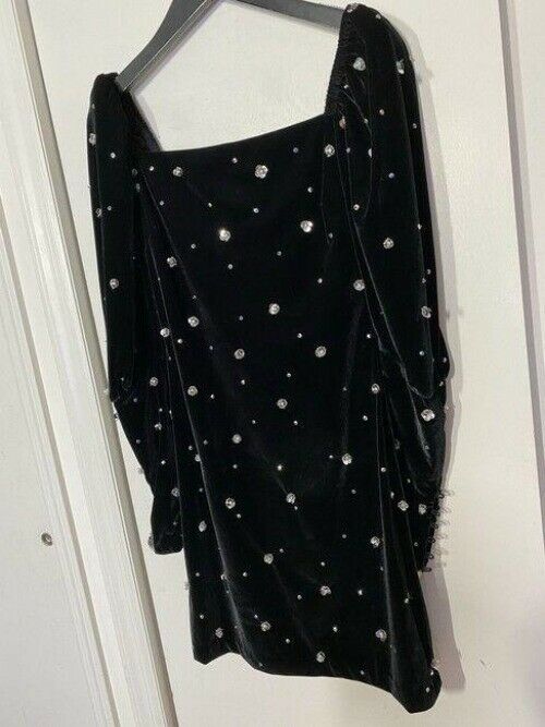 nicole miller black new velvet embellished msrp short formal dress
