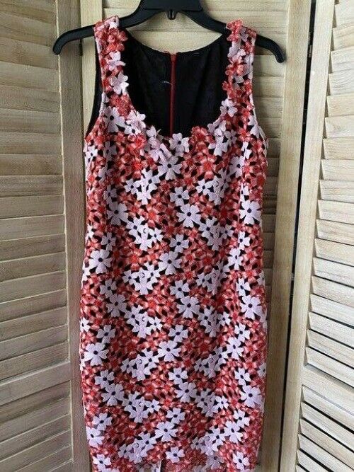 Nicole Miller multicolor new laser cut on black contrast msrp short formal dress