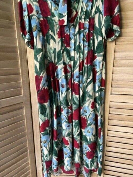 nicole miller blue red floral msrp long casual maxi dress