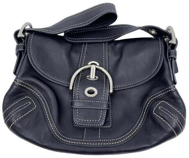 coach small handbag black leather tote