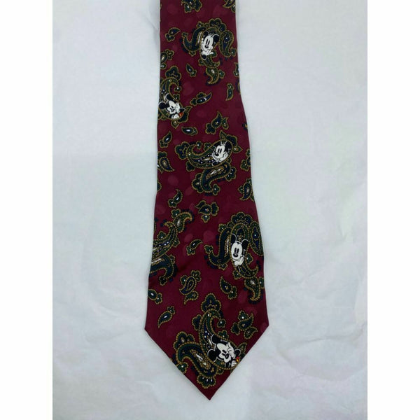 MICKEY MOUSE Disney Neck Tie Red Black Hand Made 100% Silk