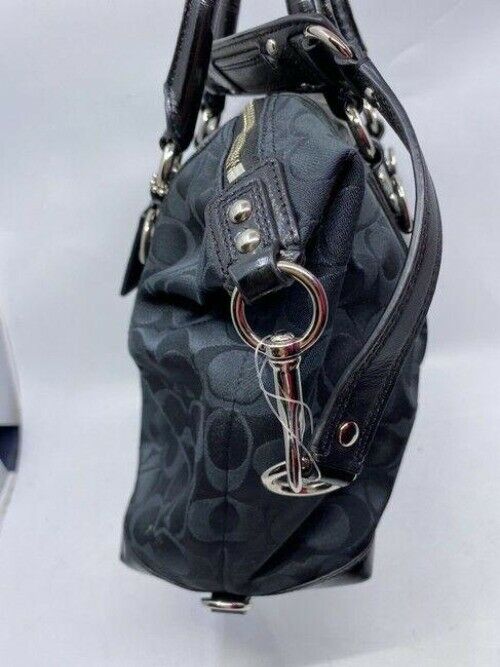 coach medium material black fabric shoulder bag