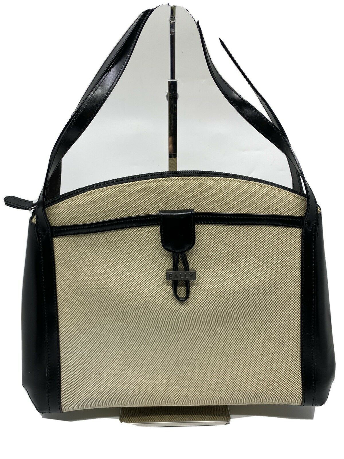 BALLY Vintage/ Khaki Canvas And Lether Handbag