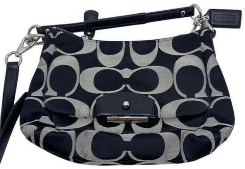 coach black white cross body bag