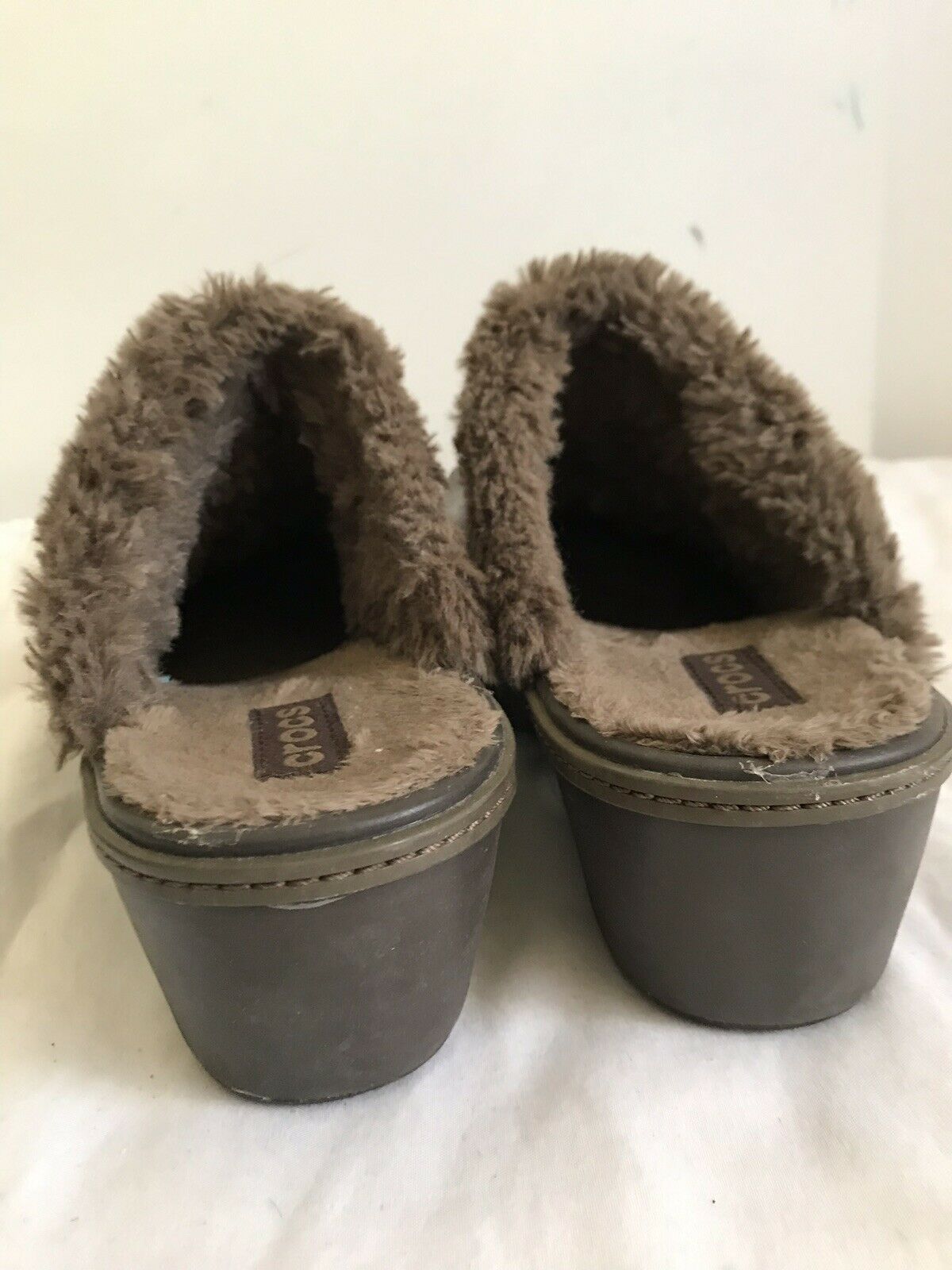 CROCS Brown Faux Fur Lined Clogs