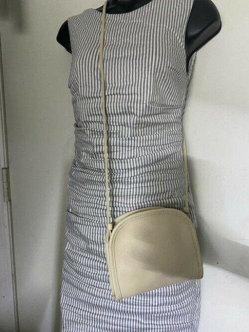 coach vintage small beige leather cross body bag