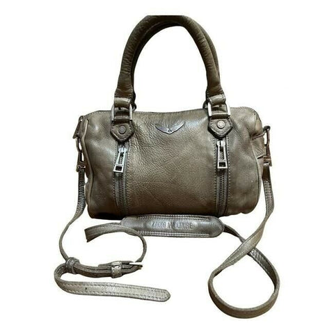 Zadig And Voltaire Sunny Duffel Gray Leather Cross Body Bag