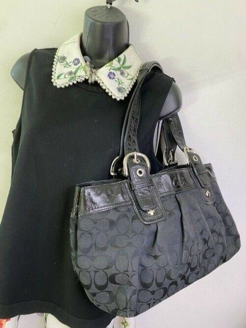 coach bag large black fabric tote