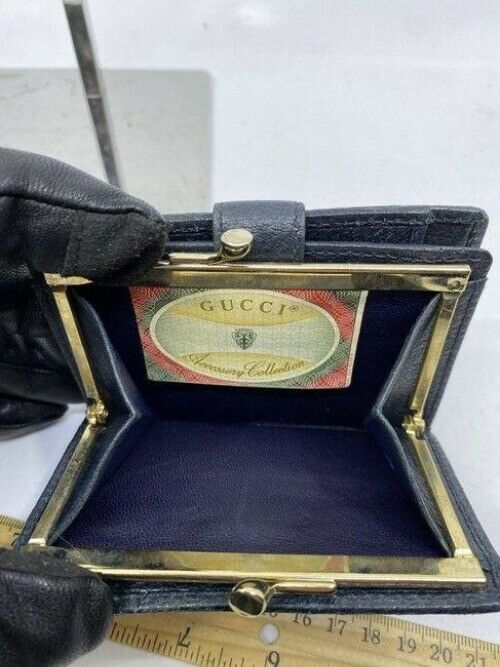 gucci black rare vintage change and id holder wallet