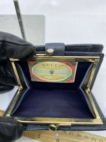 gucci black rare vintage change and id holder wallet