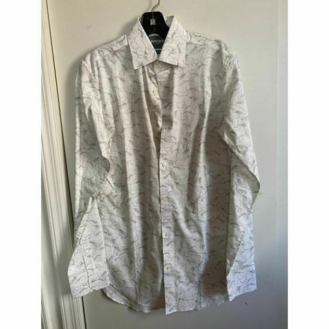 BONOBOS Gray White Printed Long Sleeve Button Down Shirt Size M