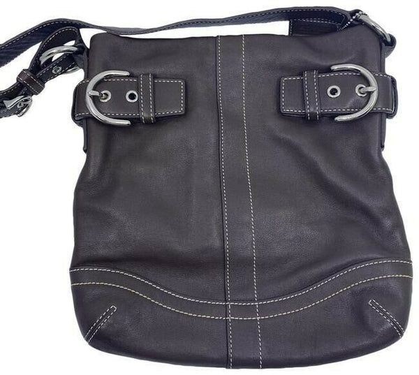 coach medium bag handbag brown leather shoulder bag