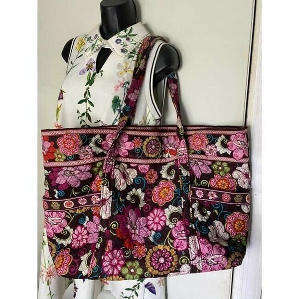 vera bradley bag extra large msrp black white pink tote