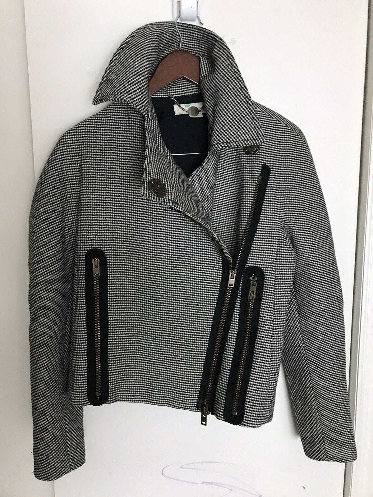STELLA McCartney Houndstooth Bomber Jacket US Sz Small