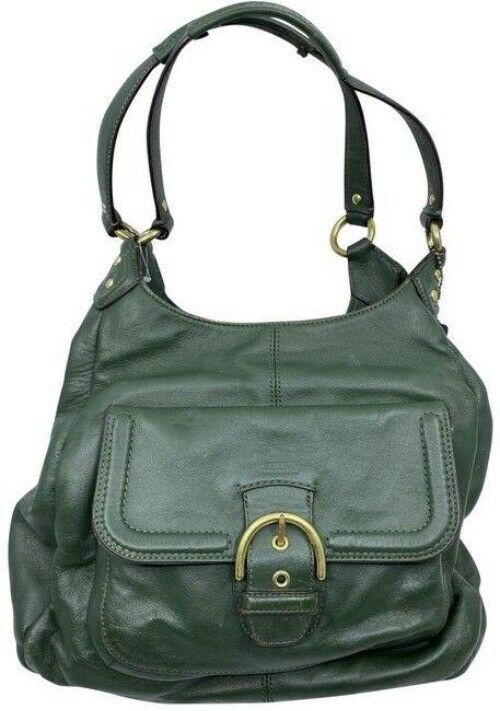 coach vintage dark green leather shoulder bag