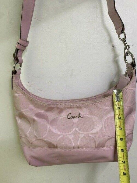 coach large pink jacquard fabric cross body bag