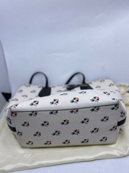 Coach shopping xl floral great condition msrp white black leather tote