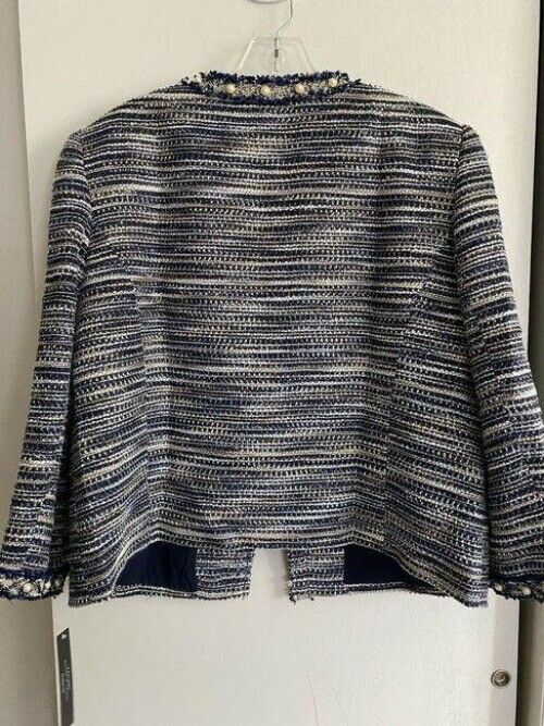elie tahari navy white tweed msrp jacket