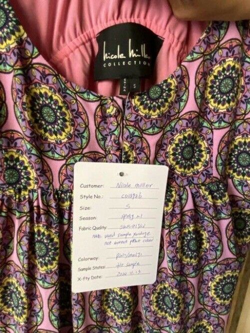 nicole miller pink blue yellow msrp long casual maxi dress