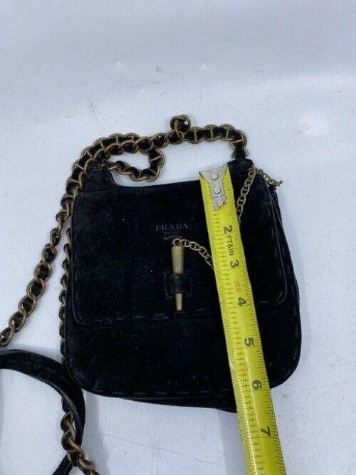 Prada black suede leather cross body bag