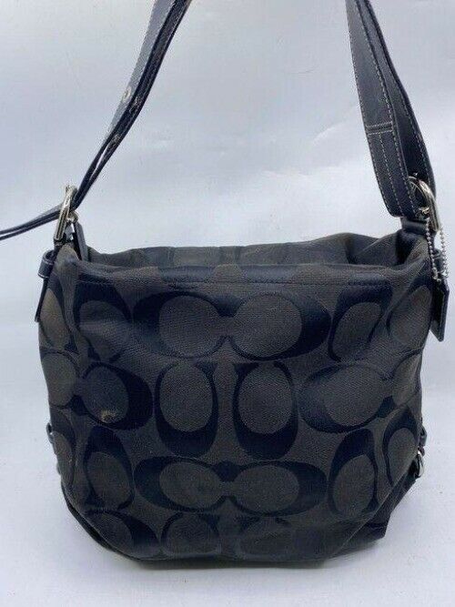 Coach Medium Tote Msrp Black Gray Jacquard Fabric Shoulder Bag
