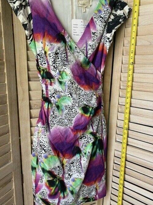 Nicole Miller multi color metal sheath small short formal dress