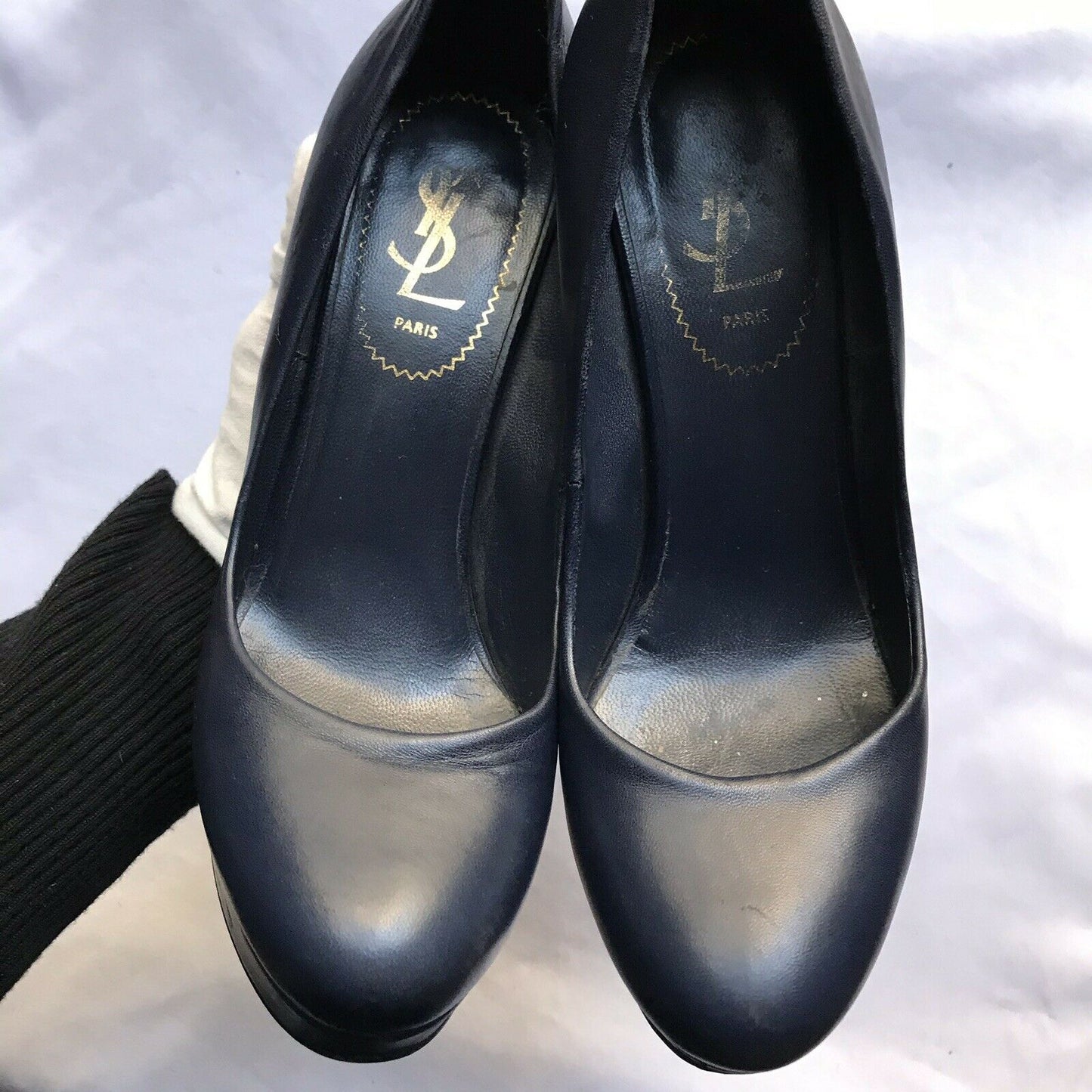YSL Yves Saint Laurent Classic Navy leather High heels 6.5