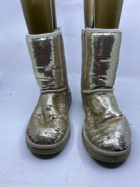 Ugg Australia Silver Fashion Sequin Great Condition Bootsbooties Size Us