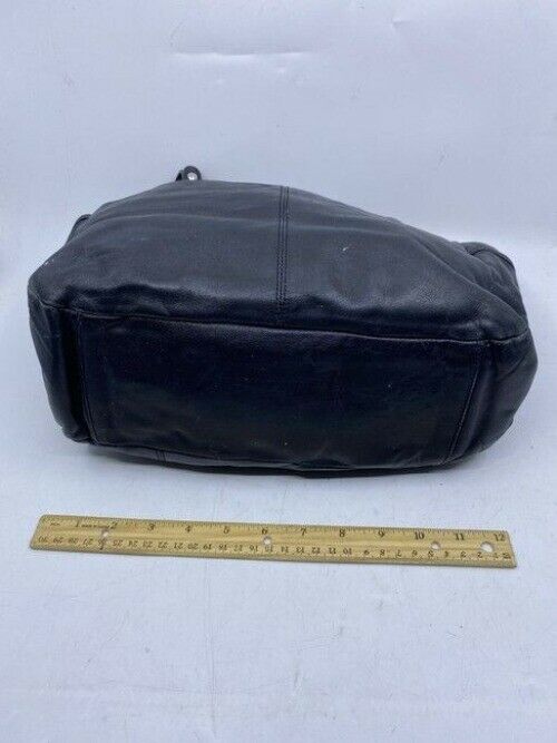 Coach Classic Side Zipper Black Leather Shoulder Bag