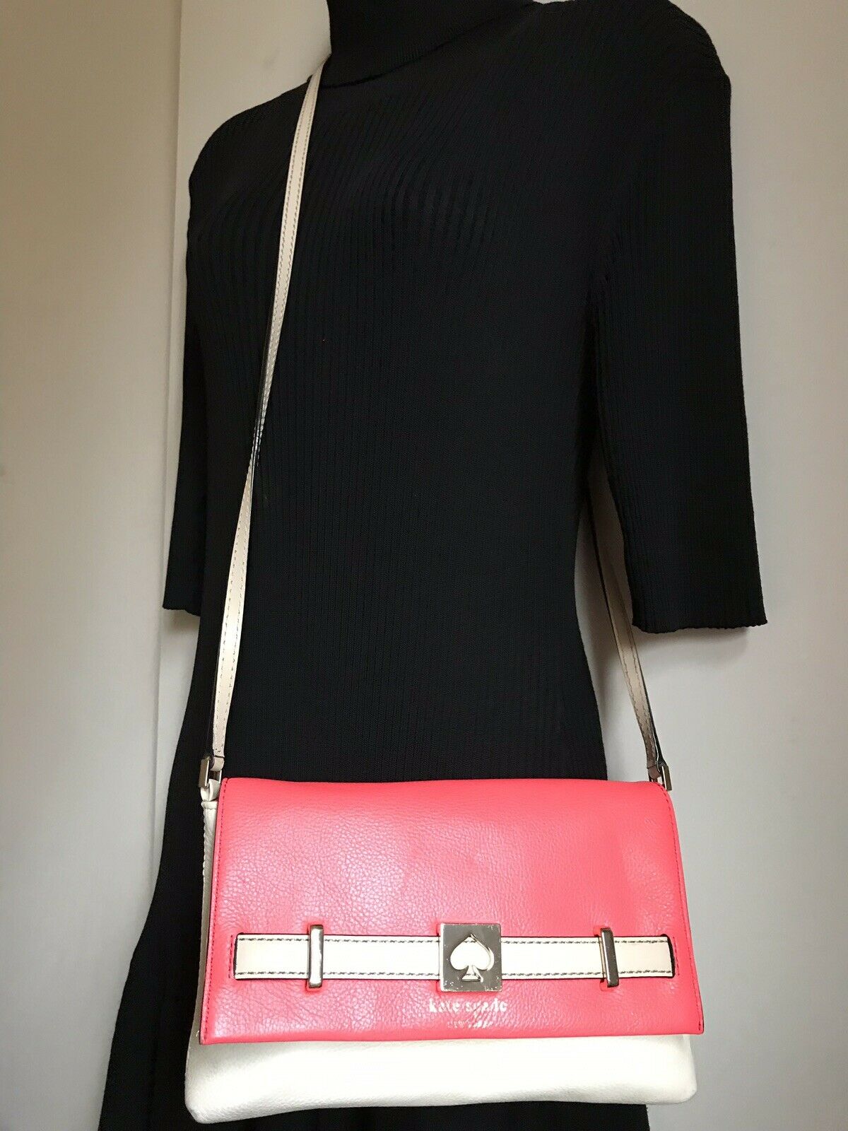 KATE SPADE Fuschia/ Cream Leather Crossbody