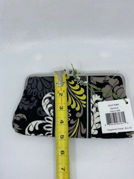 vera bradley black white yellow quilted fabric cosmetic bag