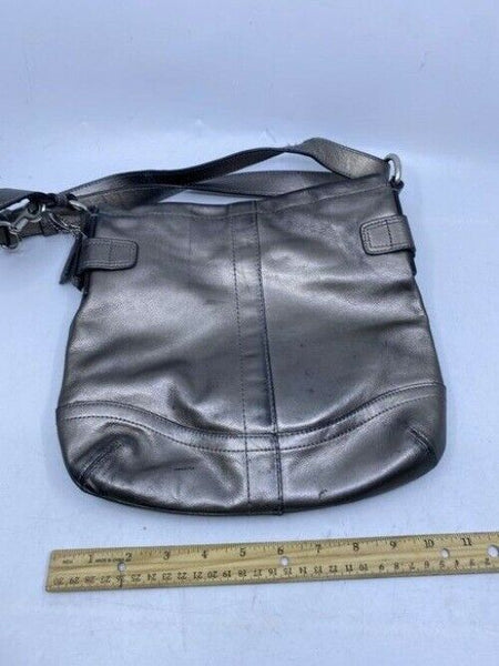 Coach Front Chain Gun Metal Leather Cross Body Bag