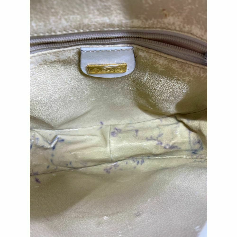 GUCCI White Canvas Signature Crossbody Bag