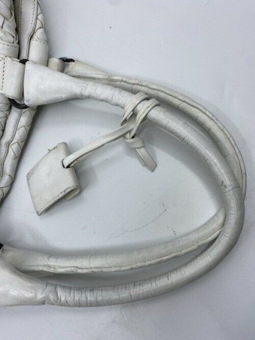 bottega veneta white woven leather shoulder bag