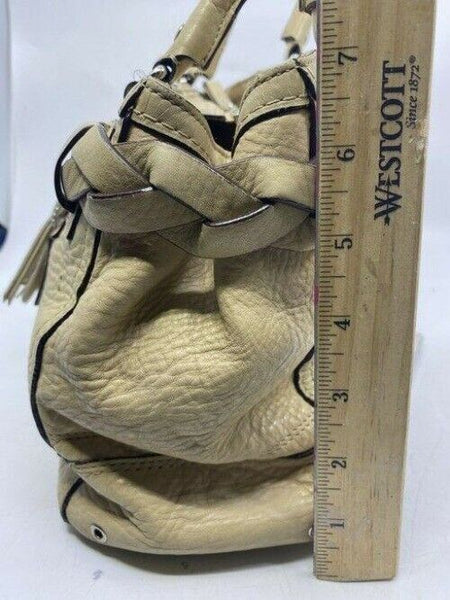 coach medium beige leather shoulder bag