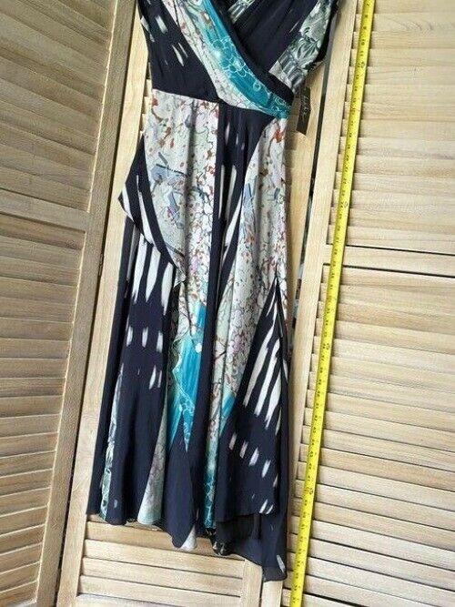Nicole Miller black teal white msrp long casual maxi dress