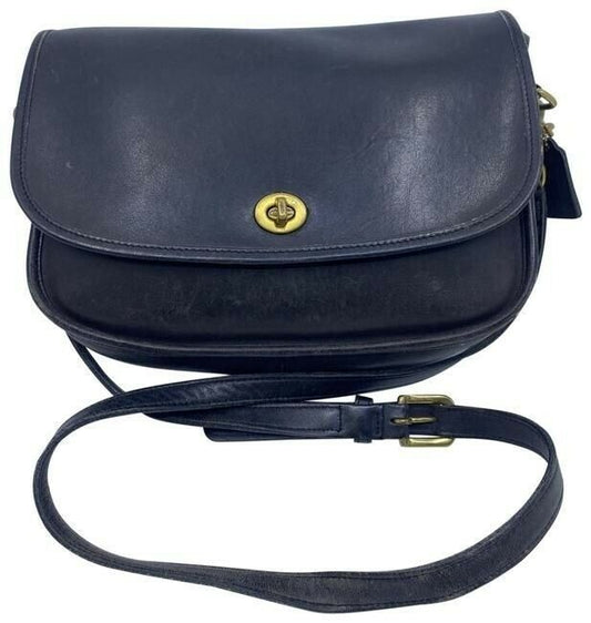Coach City Vintage Black Leather Cross Body Bag