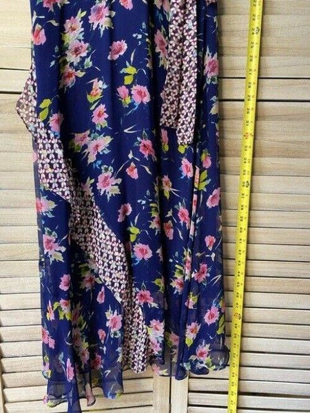 nicole miller blue pink floral msrp long casual maxi dress