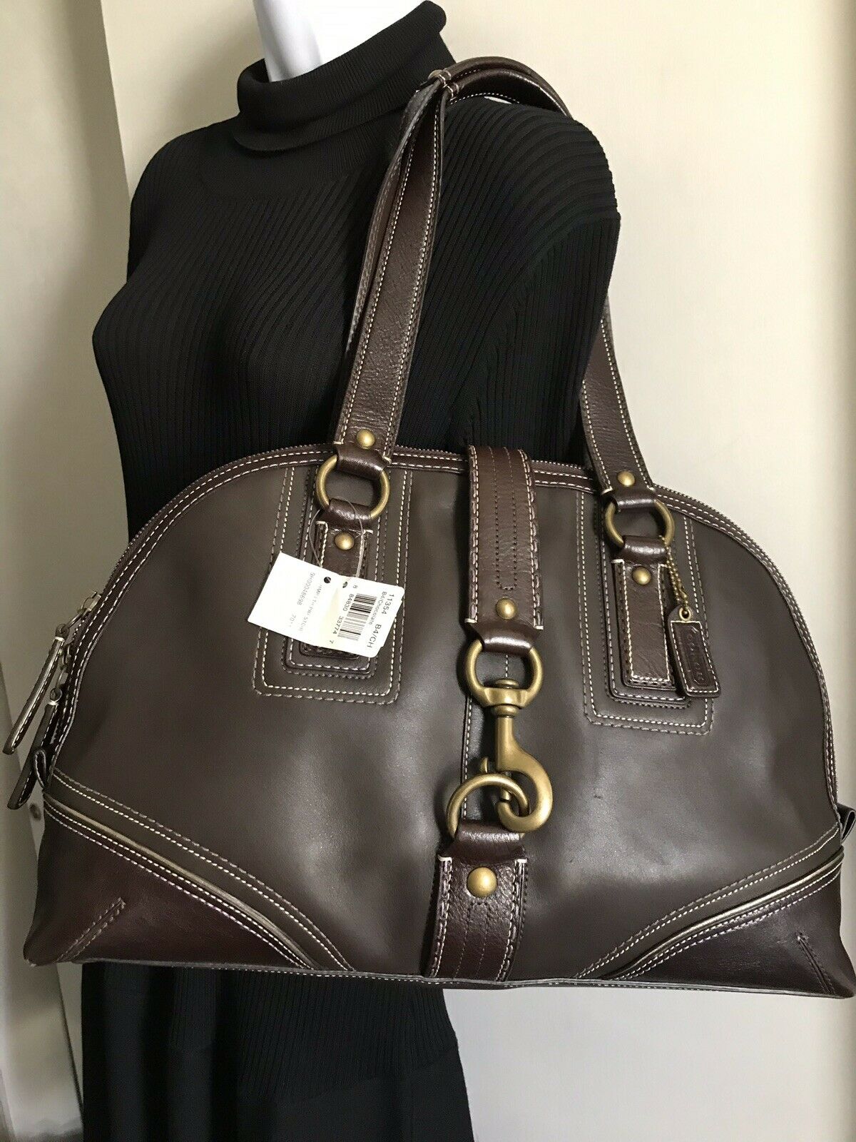 NWT! COACH  Large Brown Leather Shoulder Bag